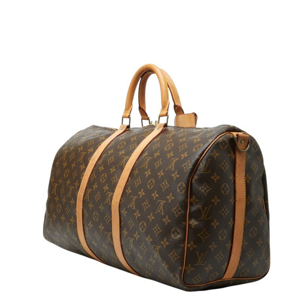 LOUIS VUITTON Brown Monogram Leather Keepall 50 Boston Bag - Picture 2 of 10